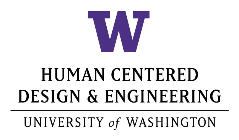 UW HCDE logo reading Human Centered Design & Engineering, University of Washington in black text, underneath a large purple W.